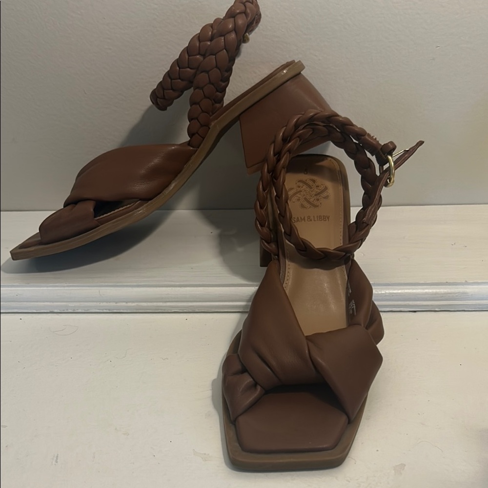 Sam & Libby Brown Braided Leather Sandals